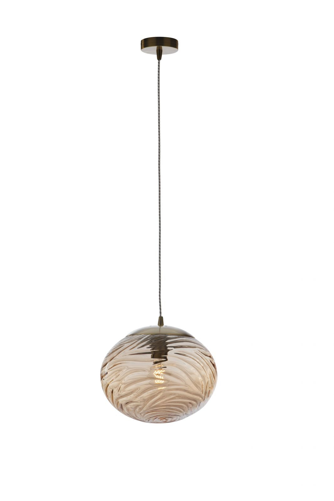 Sospensione sfera vetro ad onde 1XE27 non incl. champagne d.24.8cm NEREIDE-E-S1 CH Sospensione sfera vetro ad onde 1XE27 non incl. champagne d.24.8cm NEREIDE-E-S1 CH